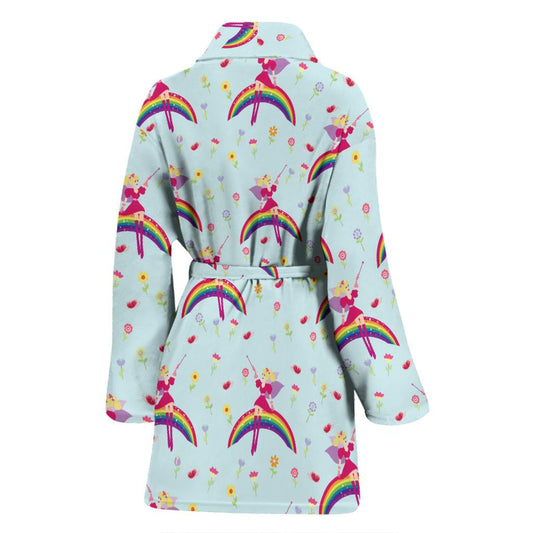Fairy with Rainbow Print Pattern Women Bath Robe-JTAMIGO.COM