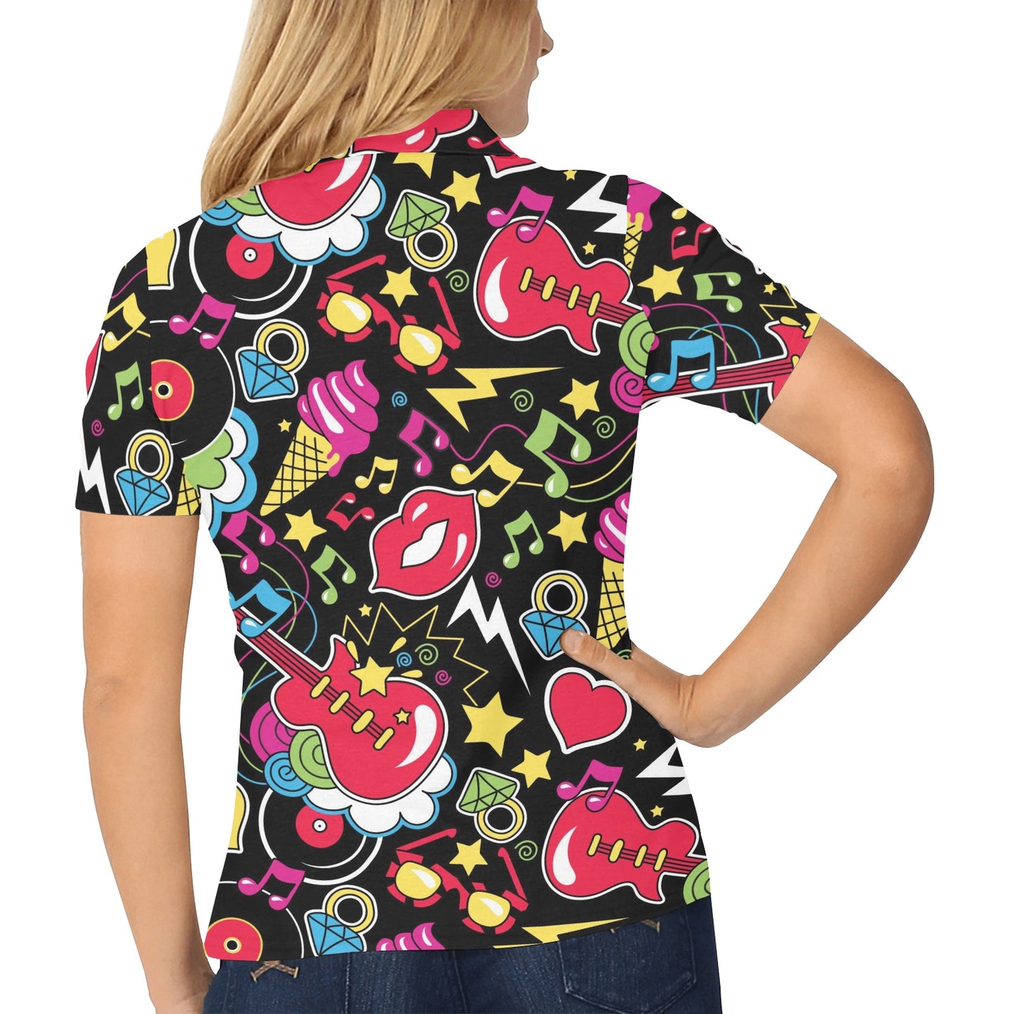 Pop Art Pattern Print Design A04 Women's Polo Shirt