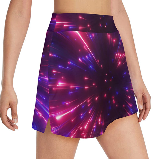 Celestial Purple Blue Neon Speed Light 17" Golf & Pickleball Skort with Pockets