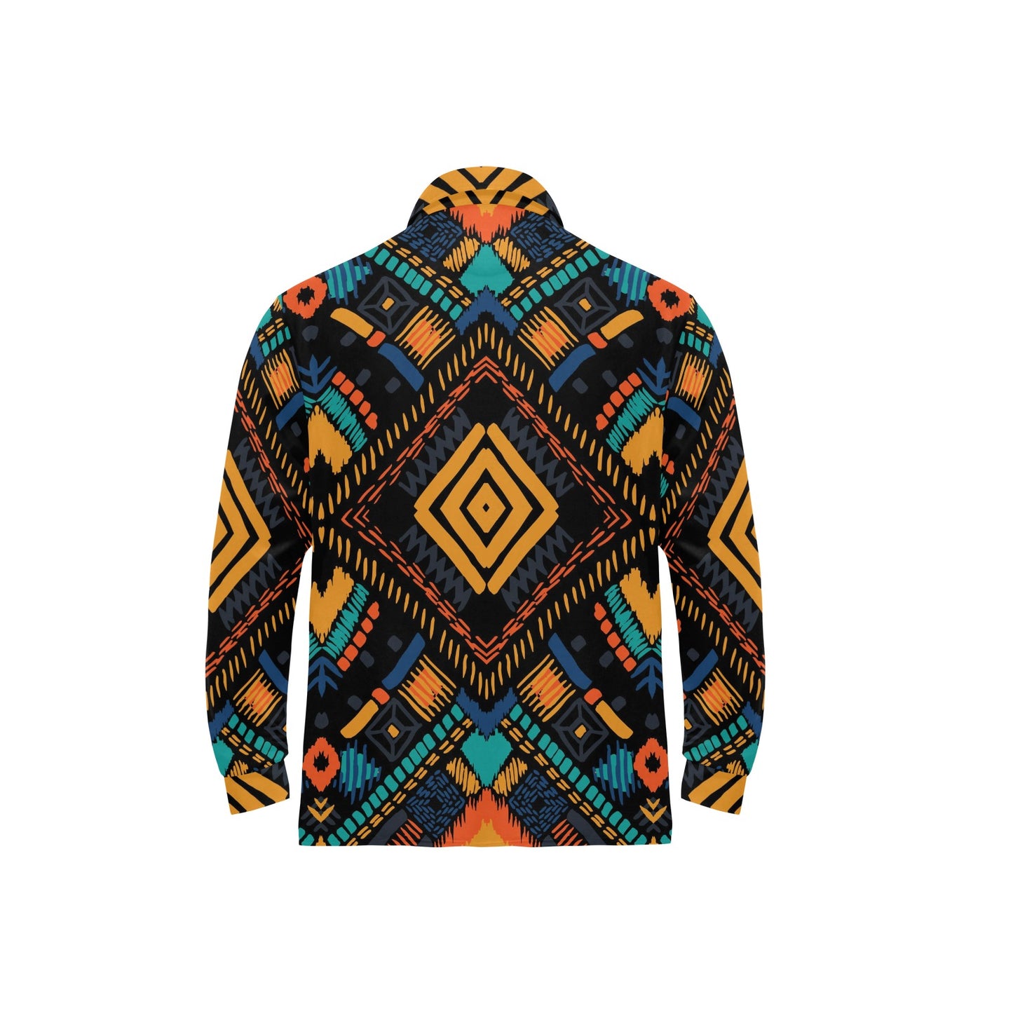 Kente Pattern Print Design 05 Long Sleeve Polo Shirt For Men's