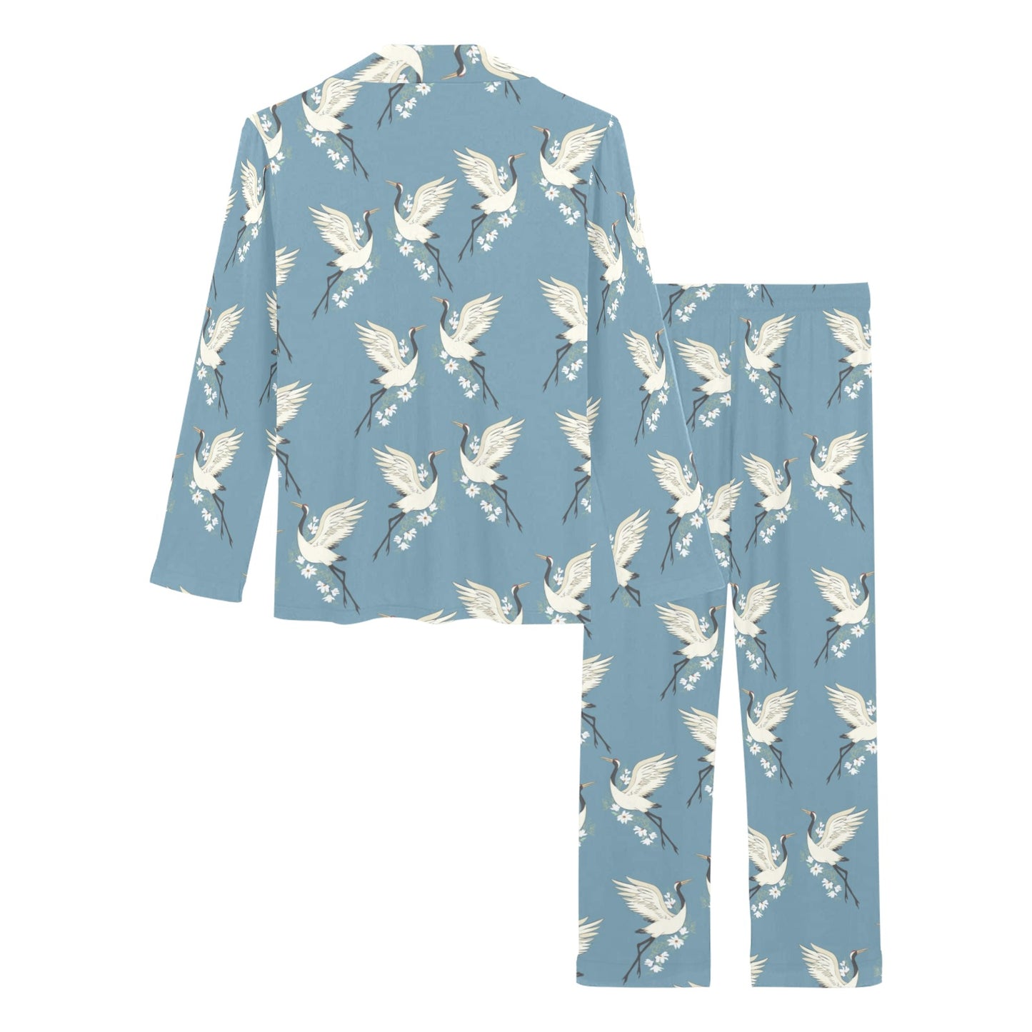 Crane Pattern Print Design 05 Women's Long Pajama Set