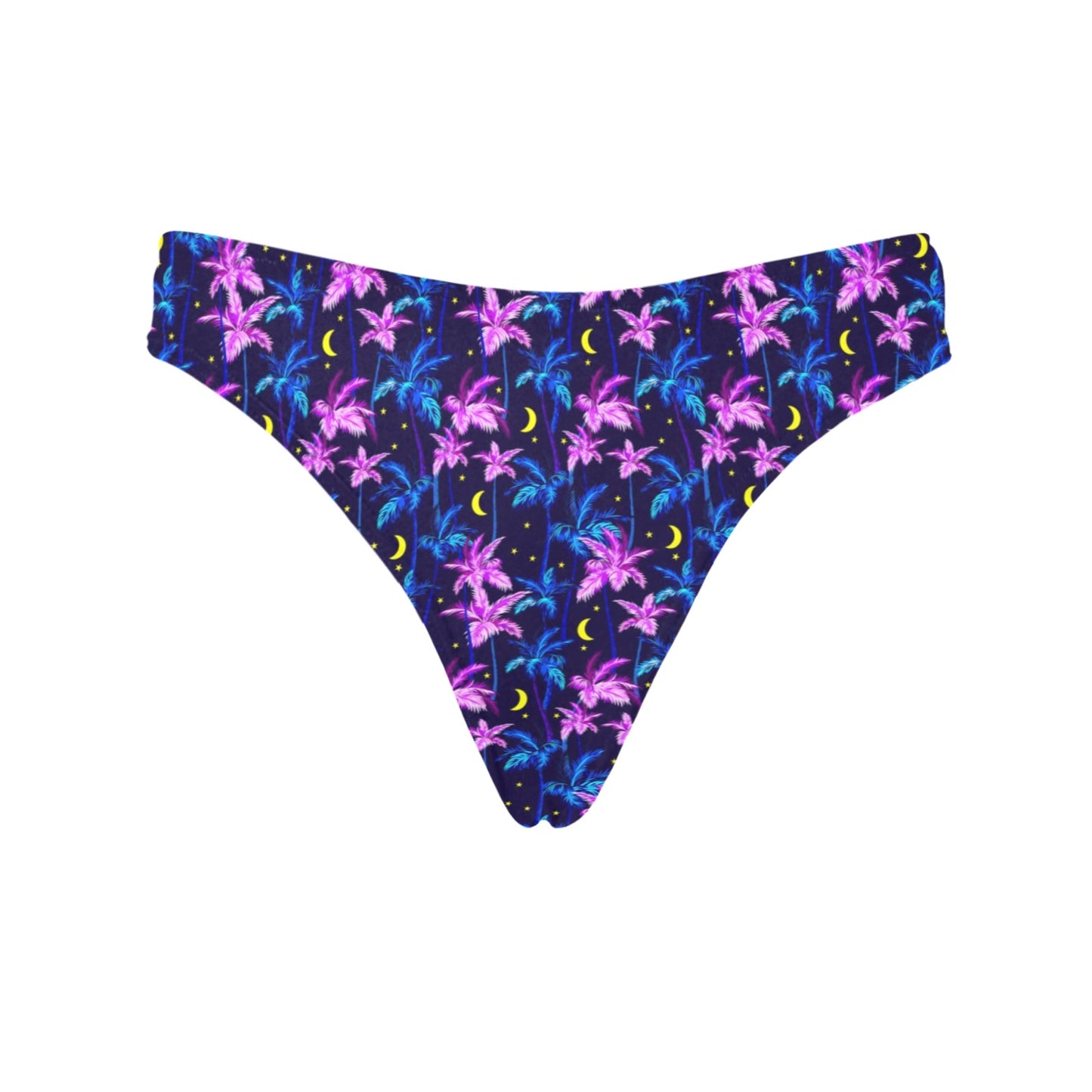Palm Tree Night Scene Design Print Women's Thongs
