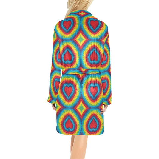 Tie Dye Heart shape Women's Fleece Robe