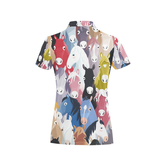 Colorful Horse Pattern Women's Polo Shirt