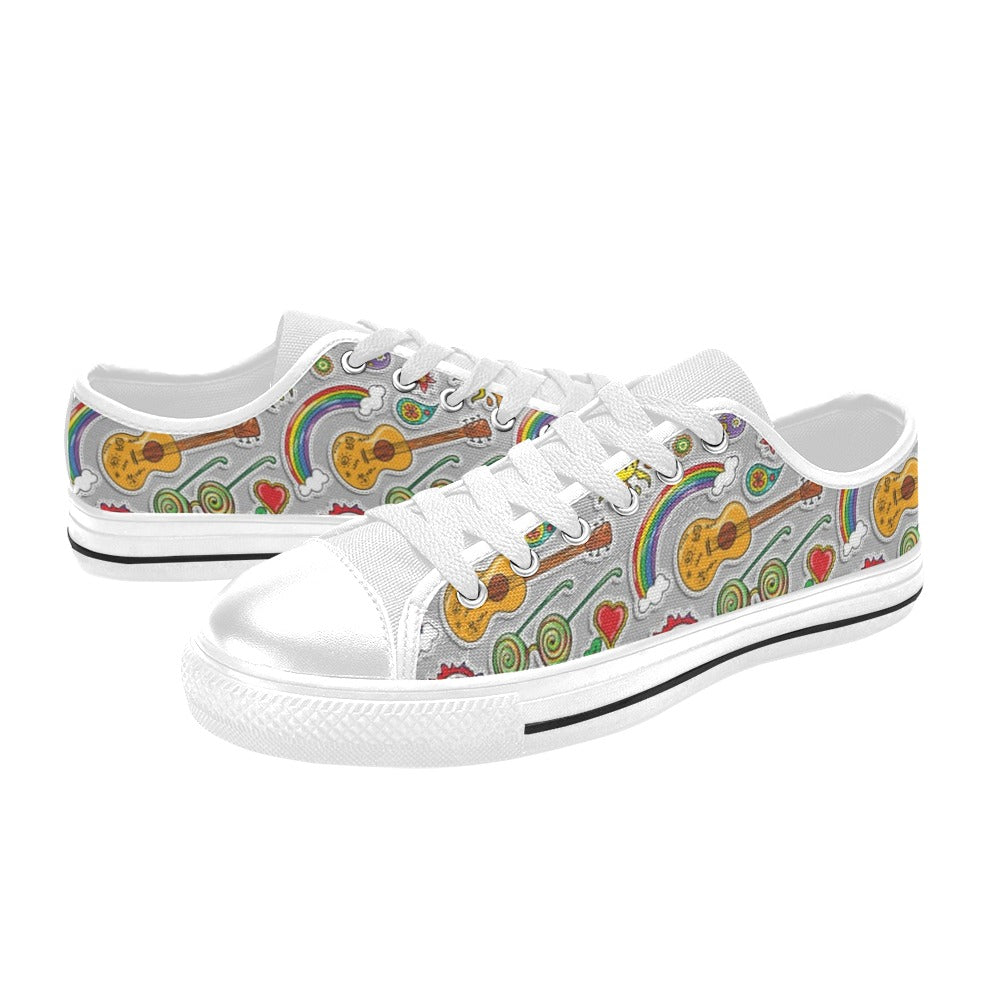 Hippie Print Design LKS306 Women's White Low Top Shoes