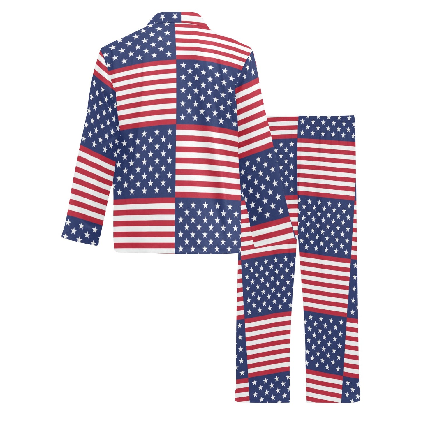 Patriotic US Flag Pattern Print Design A03 Men's Long Pajama Set