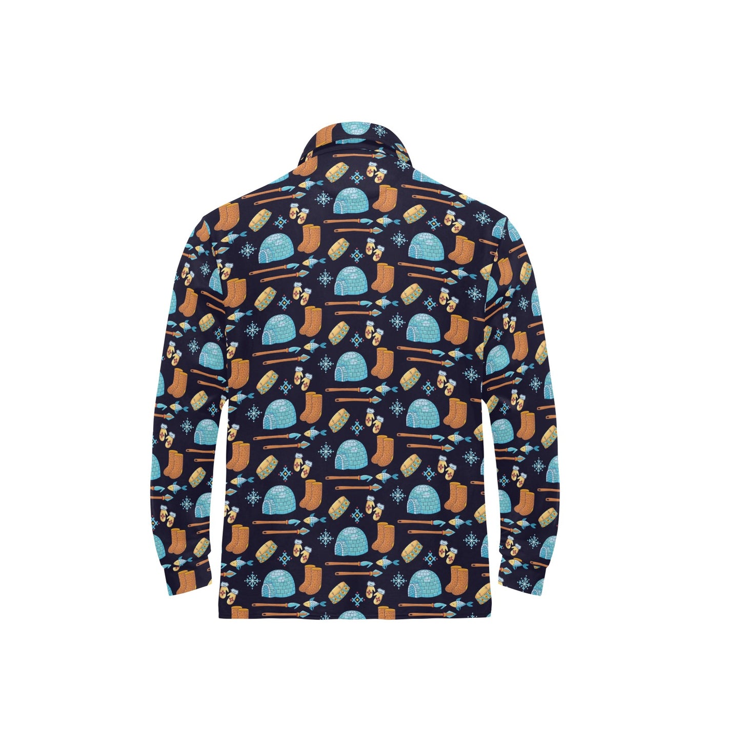 Eskimo Pattern Print Design 02 Long Sleeve Polo Shirt For Men's