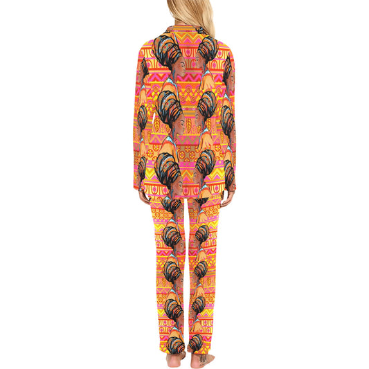 African Girl Aztec Women's Long Pajama Set