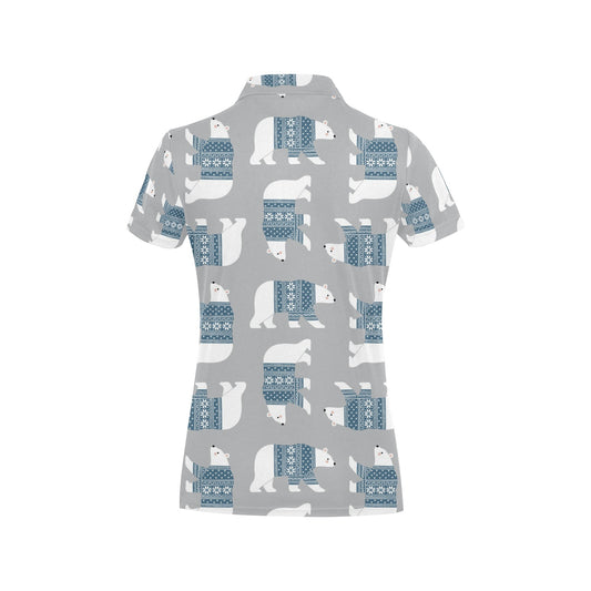 Polar Bear Pattern Print Design A03 Women's Polo Shirt