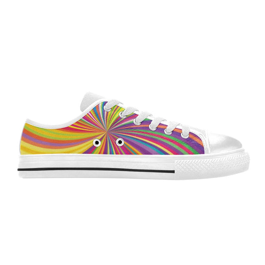 Vortex Print Design LKS301 Women's White Low Top Shoes