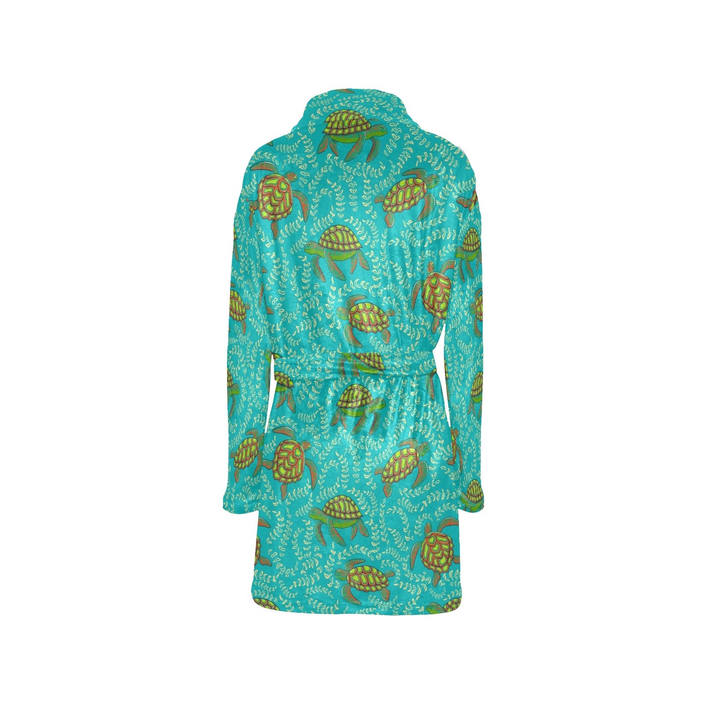 Sea Turtle Pattern Print Design T010 Women's Fleece Robe