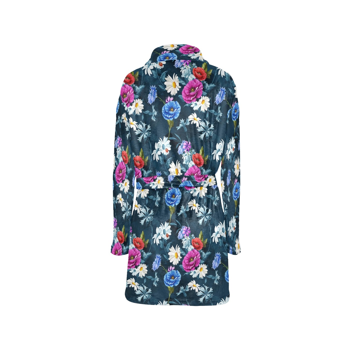 Floral Blue Themed Print Women's Fleece Robe