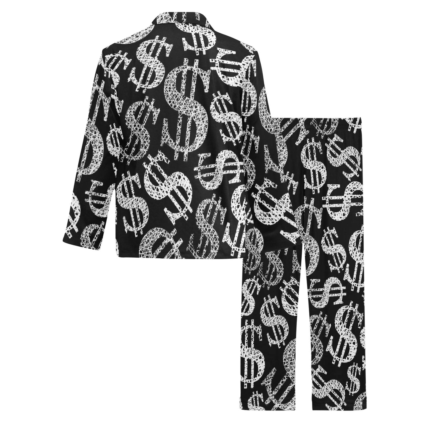 Money Pattern Print Design 02 Men's Long Pajama Set