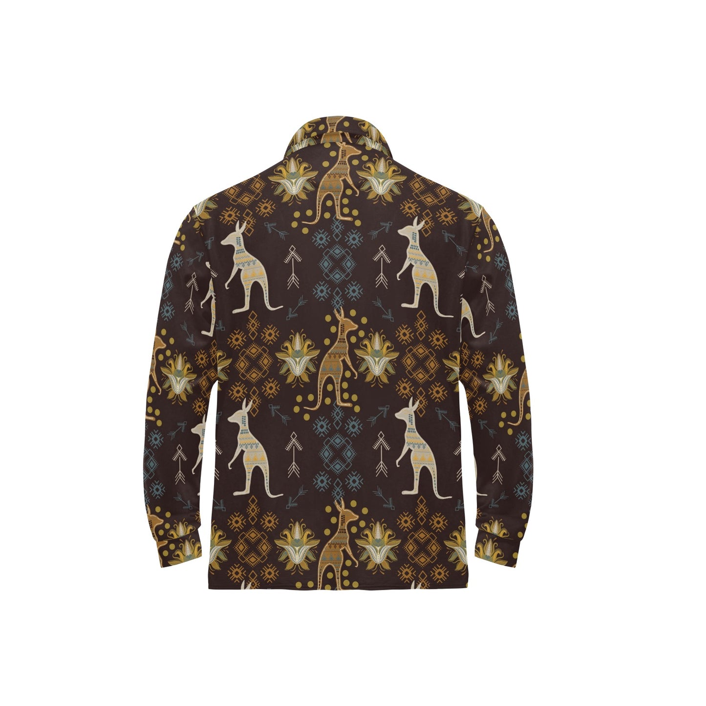 Kangaroos Pattern Print Design 03 Long Sleeve Polo Shirt For Men's