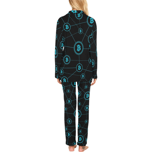 Cryptocurrency Pattern Print Design 01 Women's Long Pajama Set