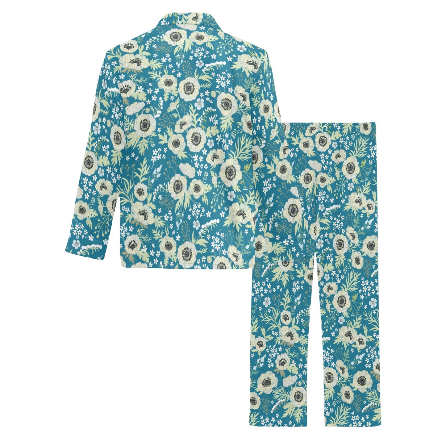 Anemone Pattern Print Design 01 Men's Long Pajama Set