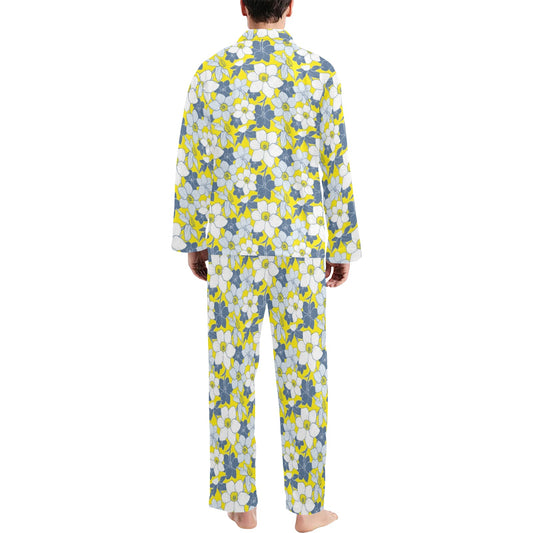 Daffodils Pattern Print Design 01 Men's Long Pajama Set