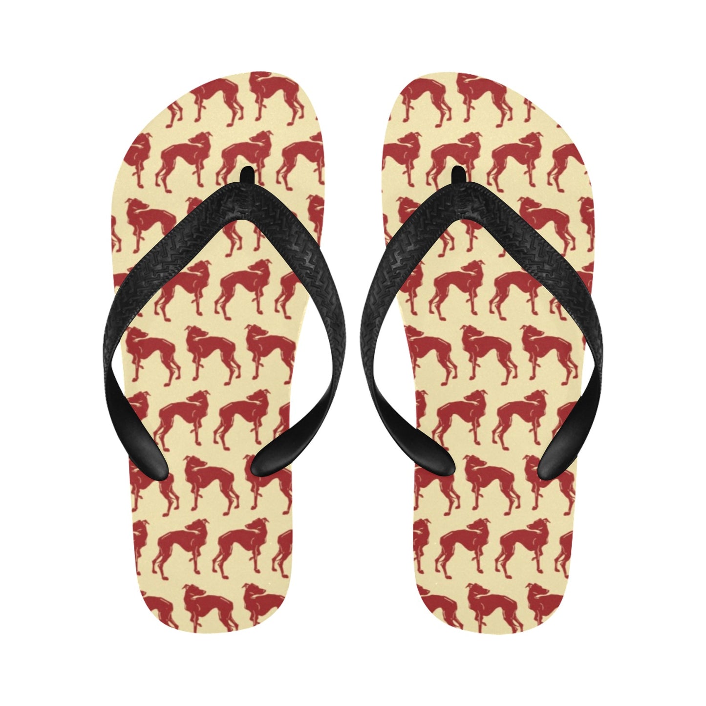 Whippets Print Design LKS301 Flip Flops