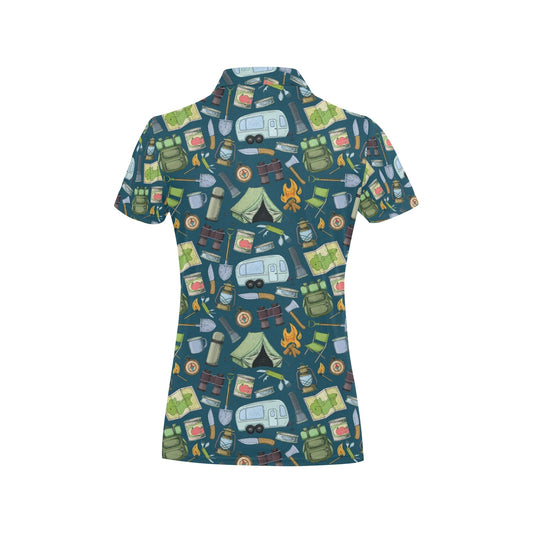 Camping Pattern Print Design 02 Women's Polo Shirt
