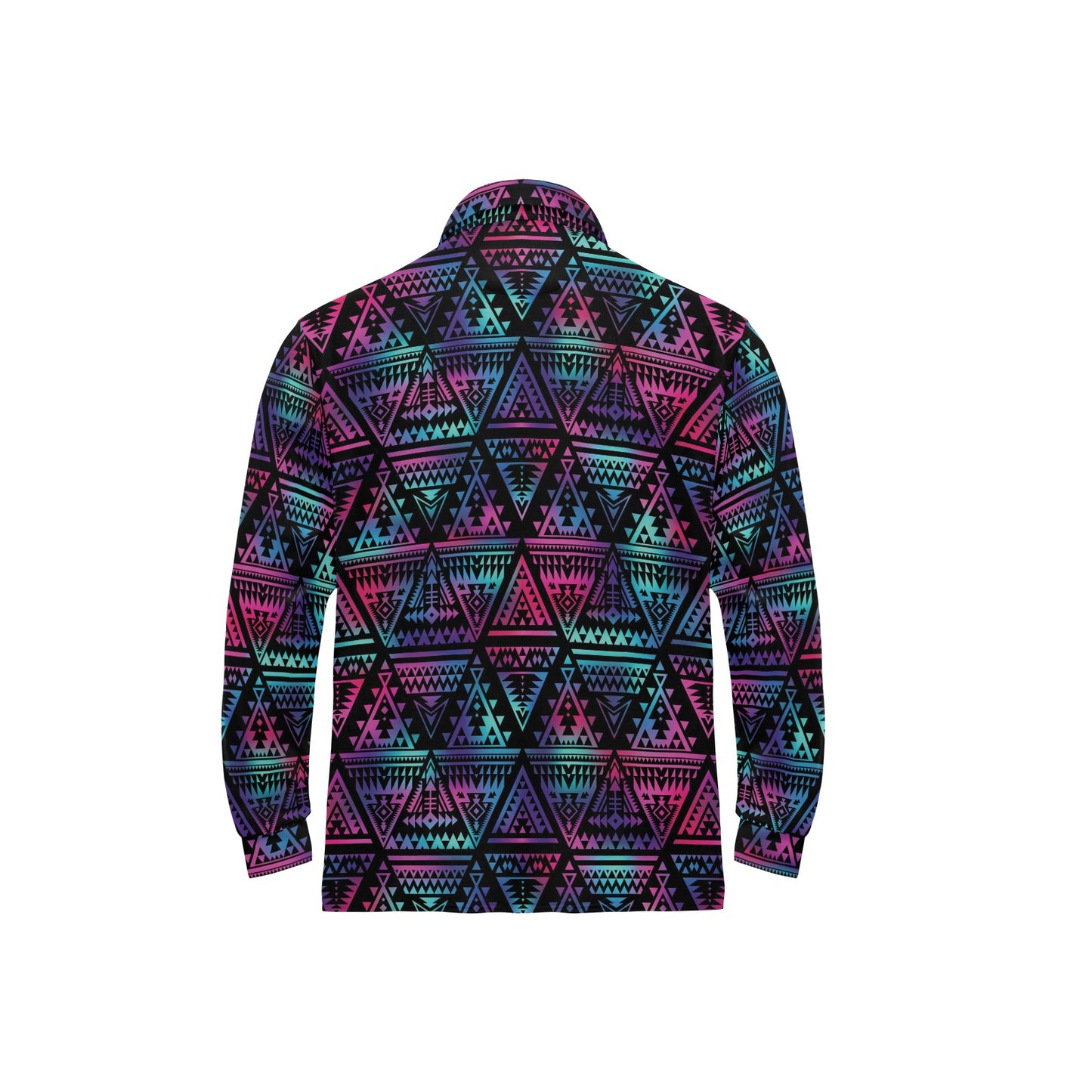 Tribal aztec Dark Multicolor Long Sleeve Polo Shirt For Men's