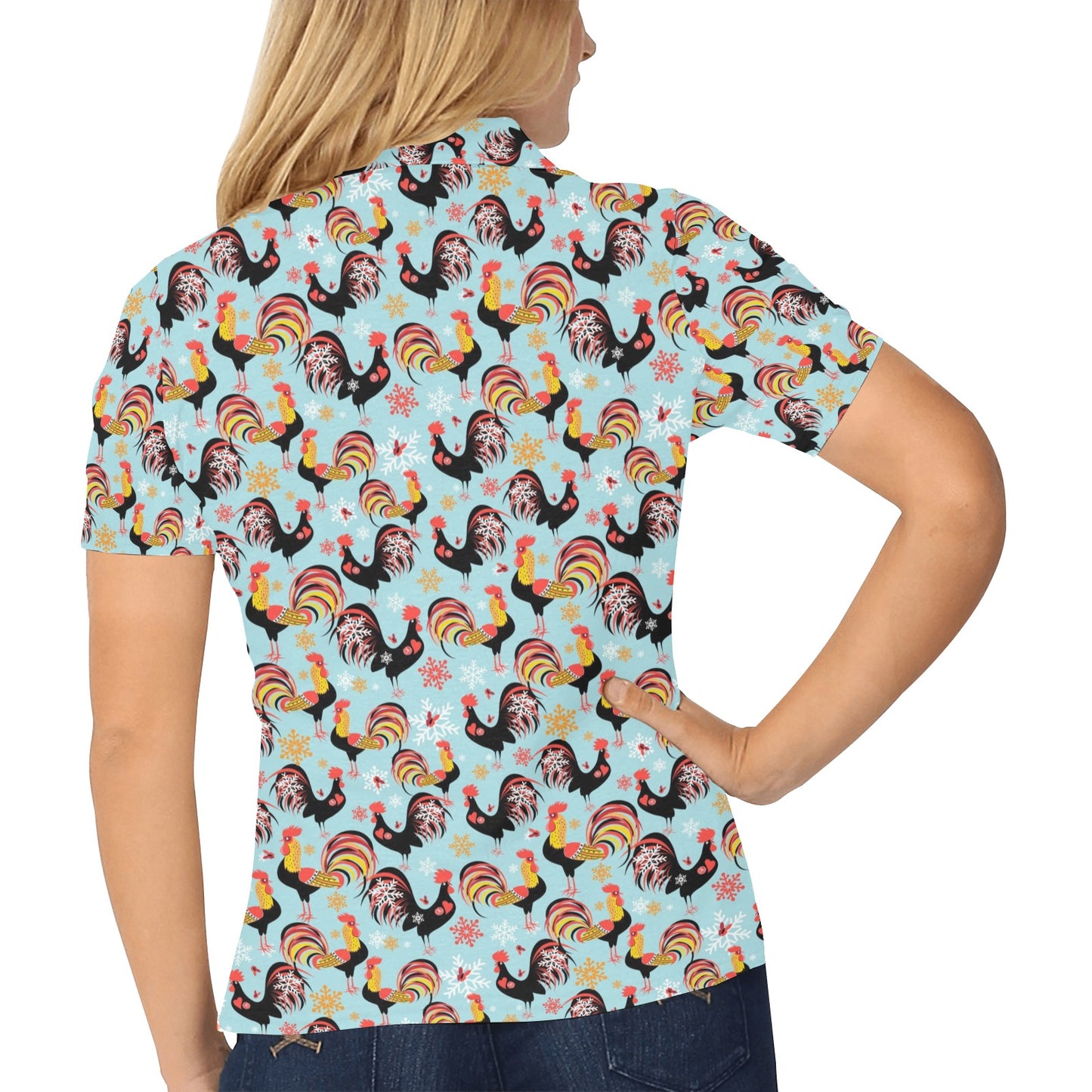 Rooster Themed Design Women's Polo Shirt