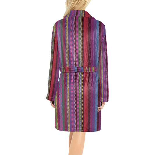 Serape Stripe Print Women's Fleece Robe