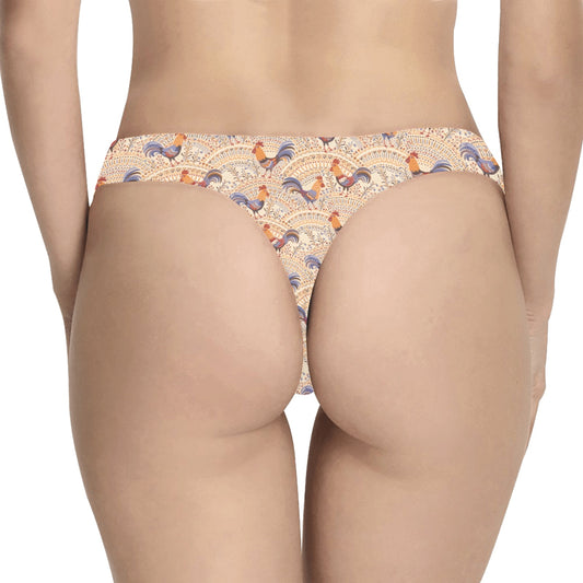Chicken Boho Style Pattern Women's Thongs