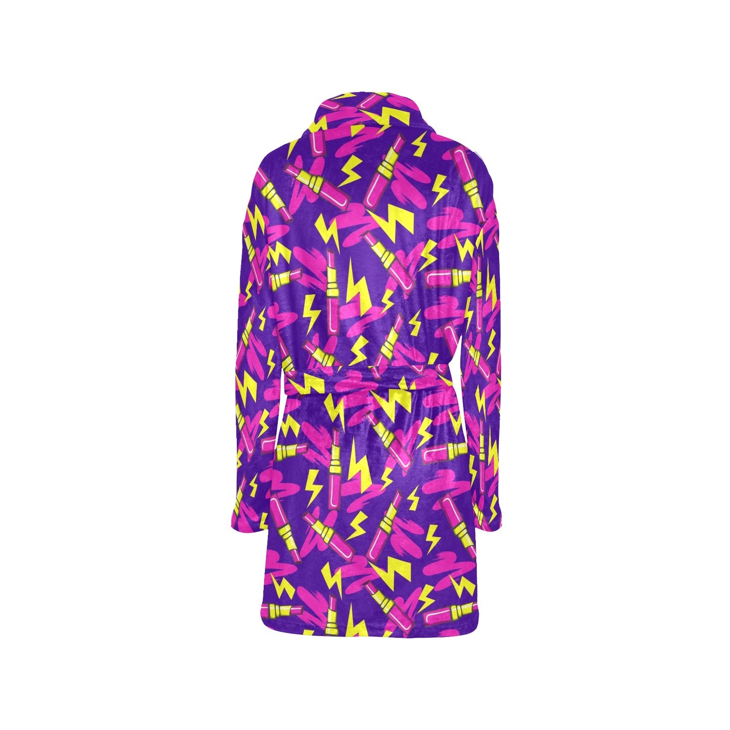 Lipstick Pattern Print Design LT04 Women's Fleece Robe