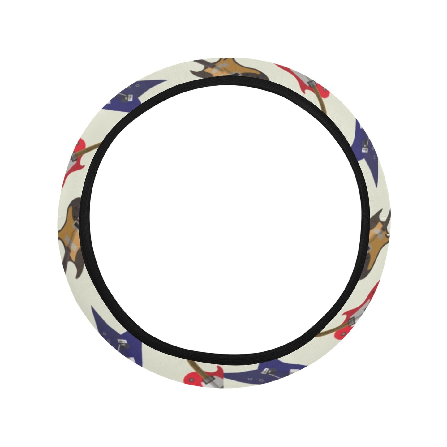 Electric Guitar Print Design LKS404 Steering Wheel Cover with Elastic Edge