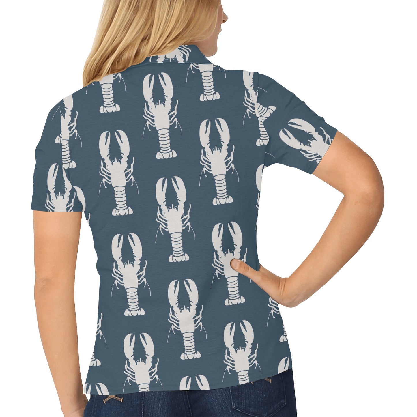 Lobster Pattern Print Design 02 Women's Polo Shirt