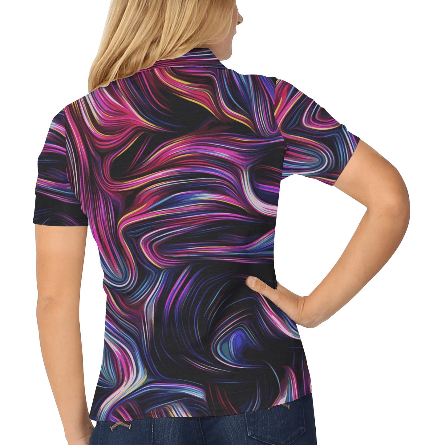 Liquid Pattern Print Design 01 Women's Polo Shirt