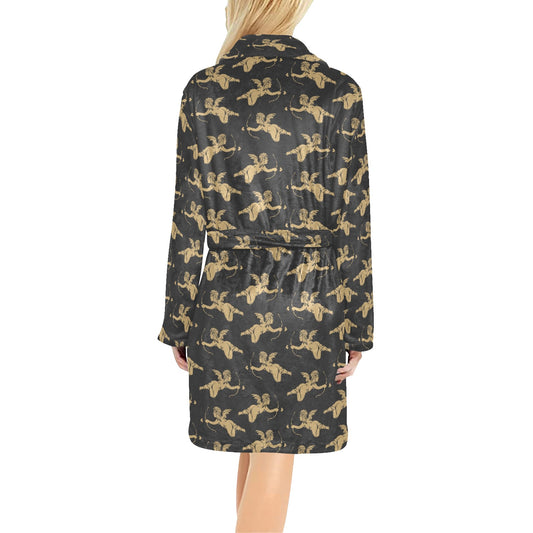 Cupid Pattern Print Design 02 Women's Fleece Robe