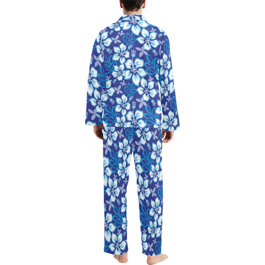 Hibiscus Pattern Print Design HB04 Men's Long Pajama Set