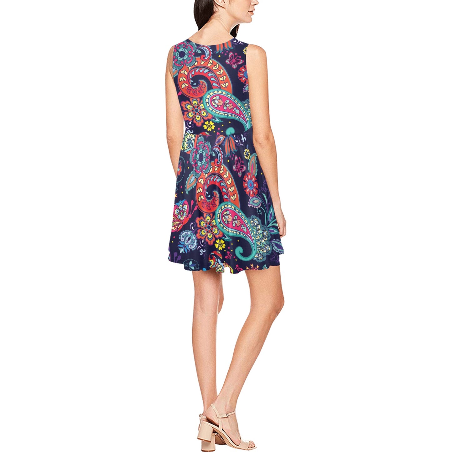 Paisley Boho Pattern Print Design A06 Sleeveless Dress