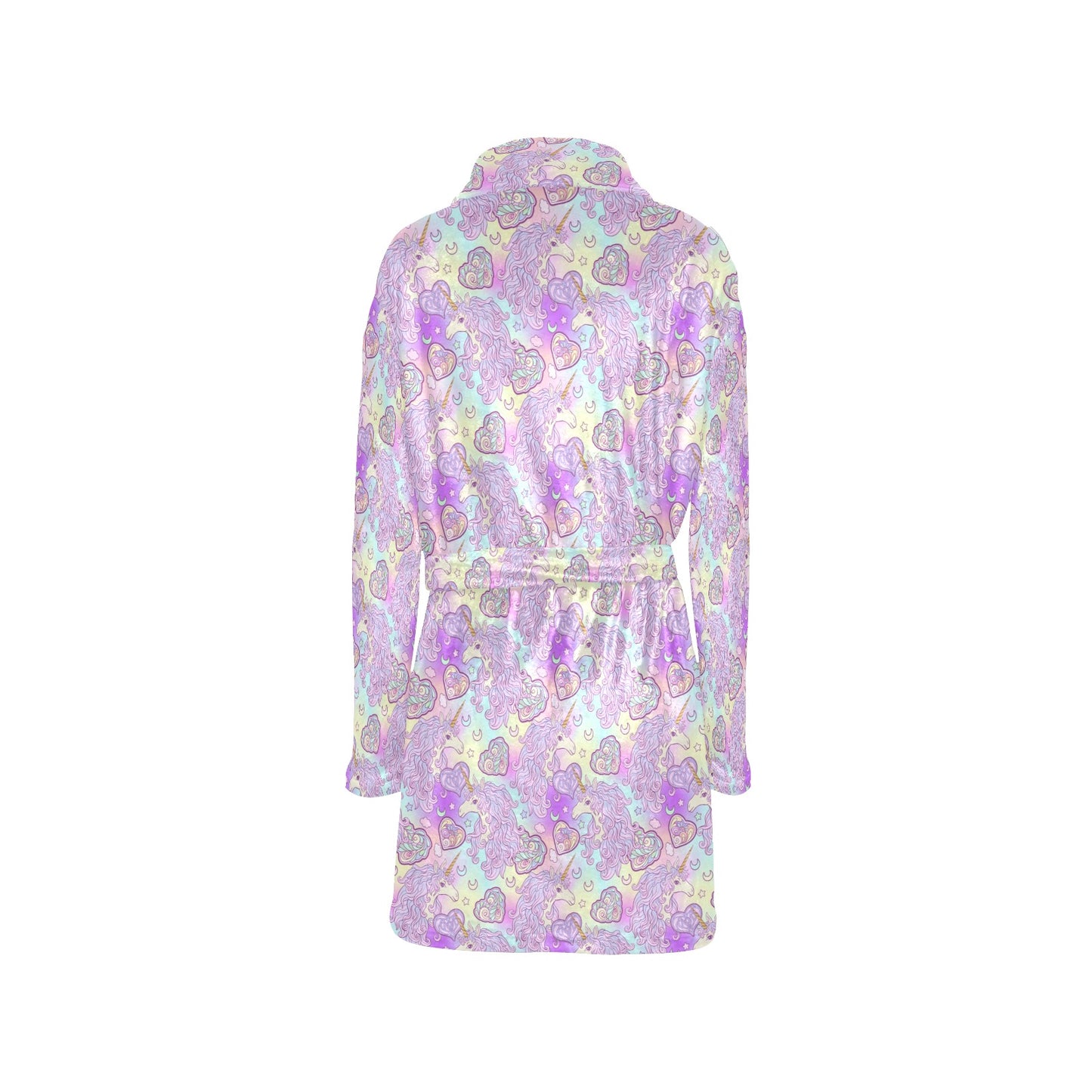 Unicorn Rainbow Star Heart Print Women's Fleece Robe
