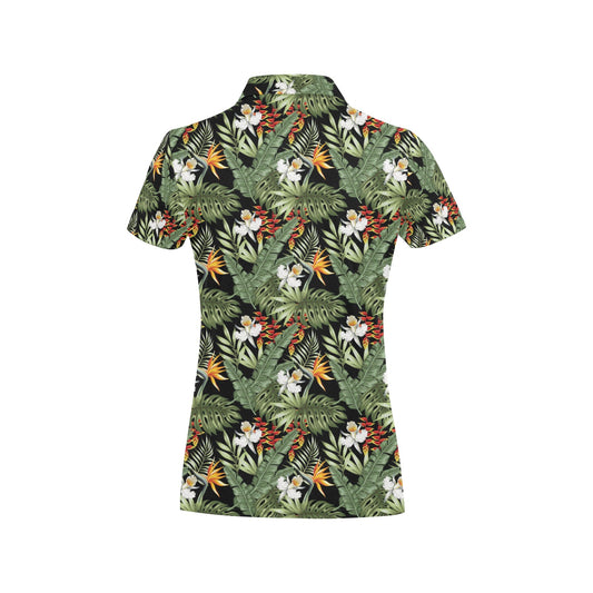 Bird Of Paradise Pattern Print Design 02 Women's Polo Shirt