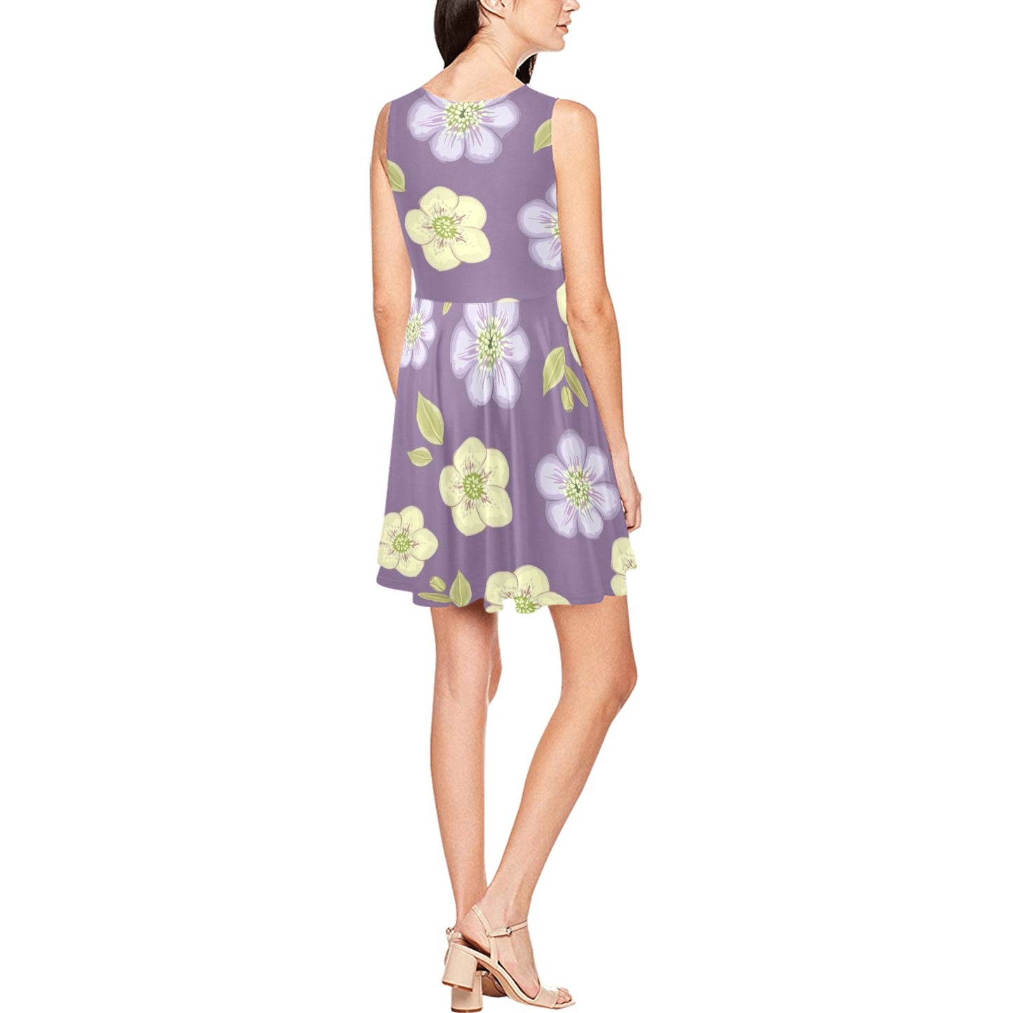 Anemone Pattern Print Design AM013 Sleeveless Dress