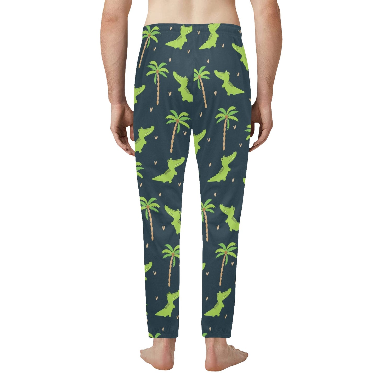 Alligator Pattern Print Design 02 Men's Jogger Pajamas Pants
