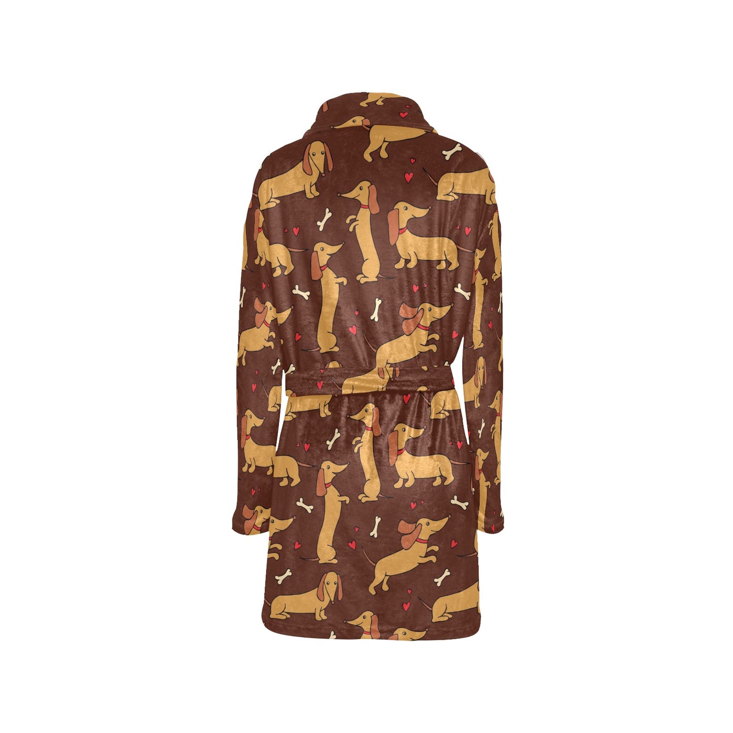 Dachshund Happy Print Pattern Women's Fleece Robe