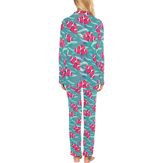 Clownfish Pattern Print Design 02 Women's Long Pajama Set