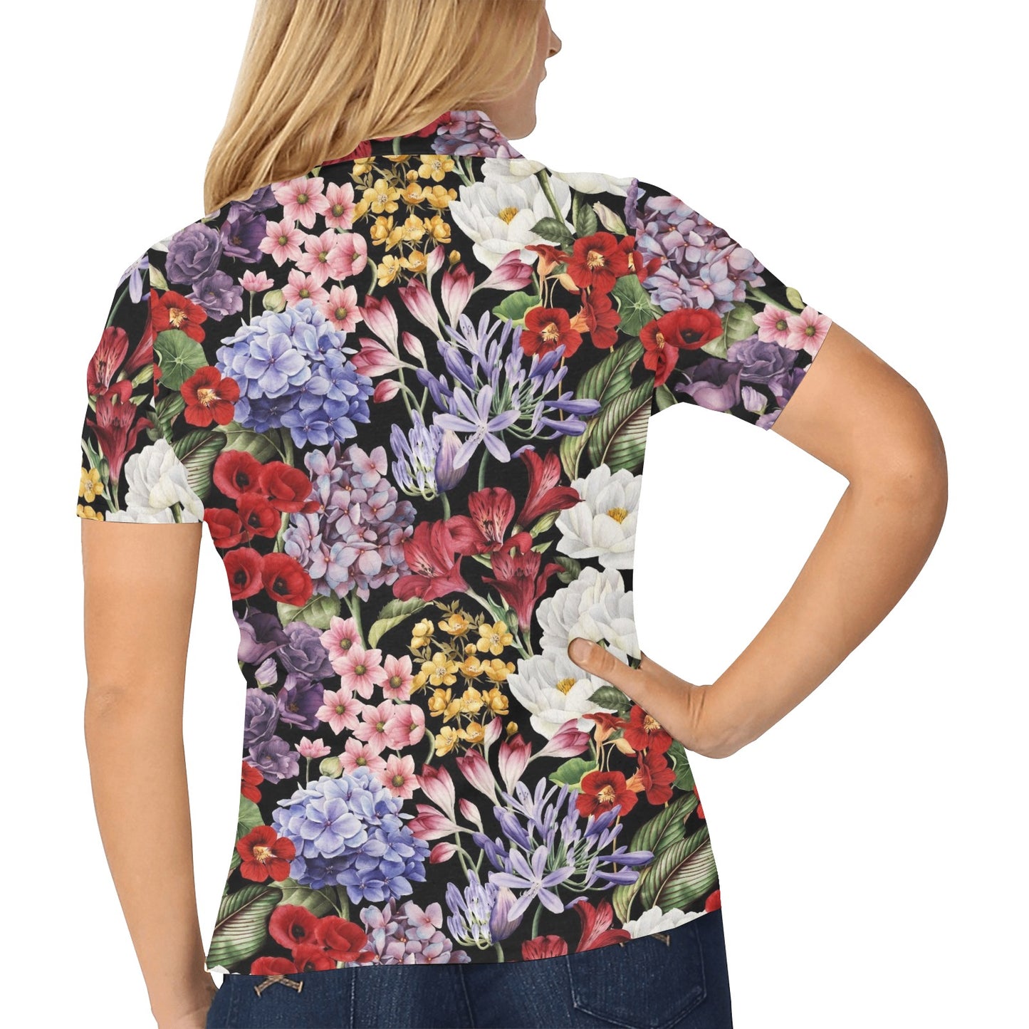 Summer Floral Pattern Print Design SF04 Women's Polo Shirt