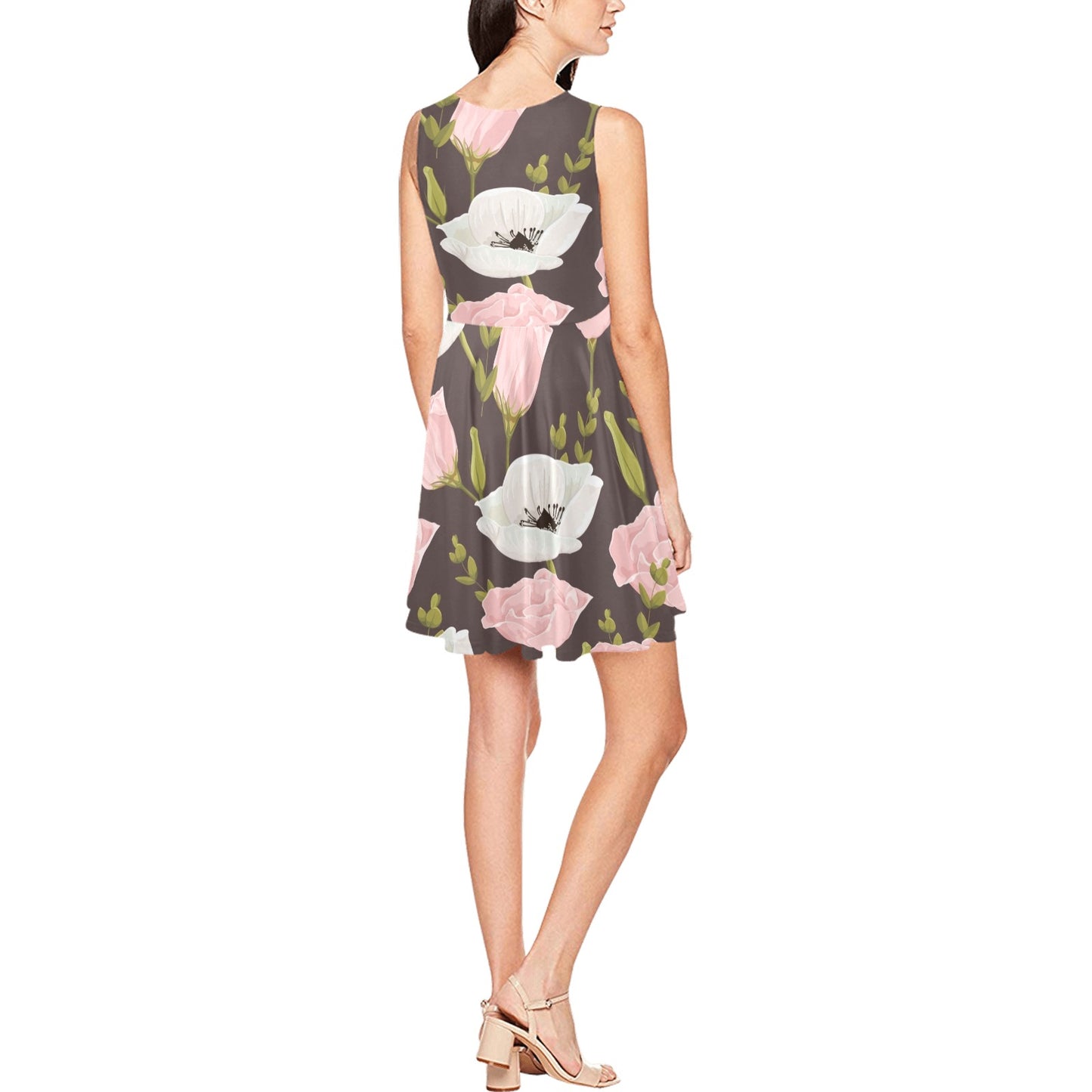 Anemone Pattern Print Design AM011 Sleeveless Dress