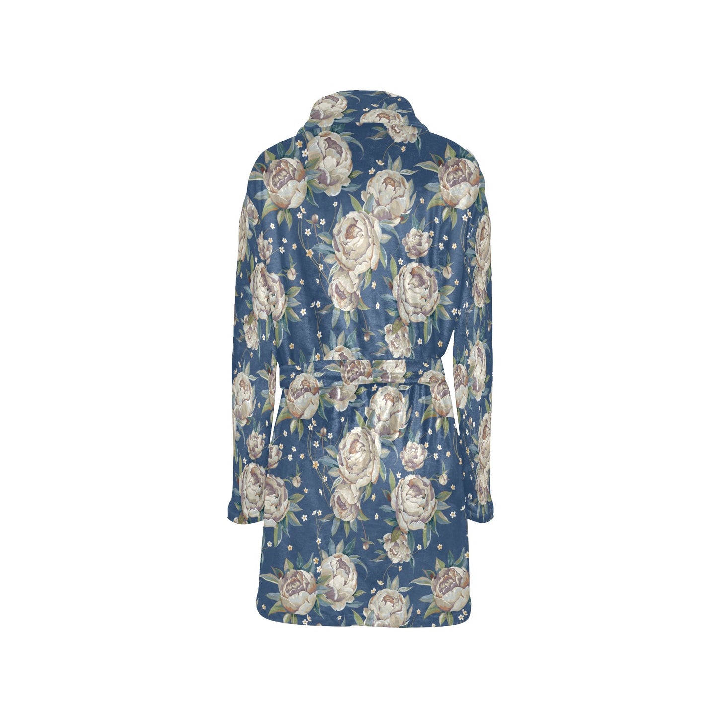 Peony Pattern Print Design A03 Women's Fleece Robe