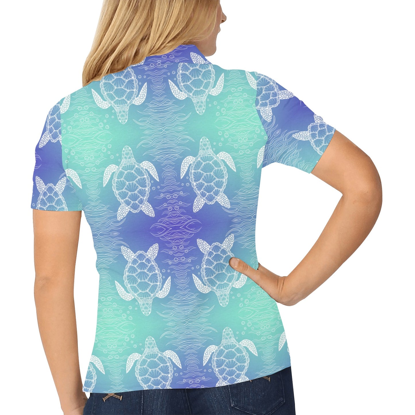 Sea Turtle Draw Women's Polo Shirt