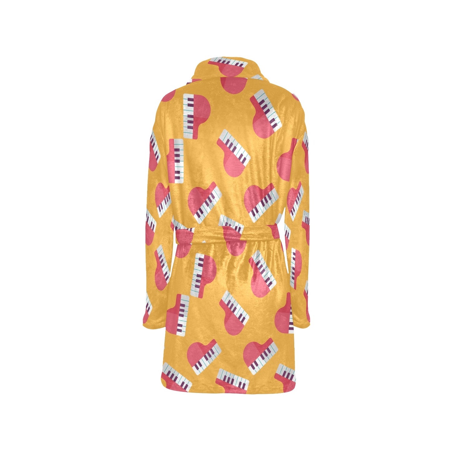 Piano Pattern Print Design 02 Women's Fleece Robe