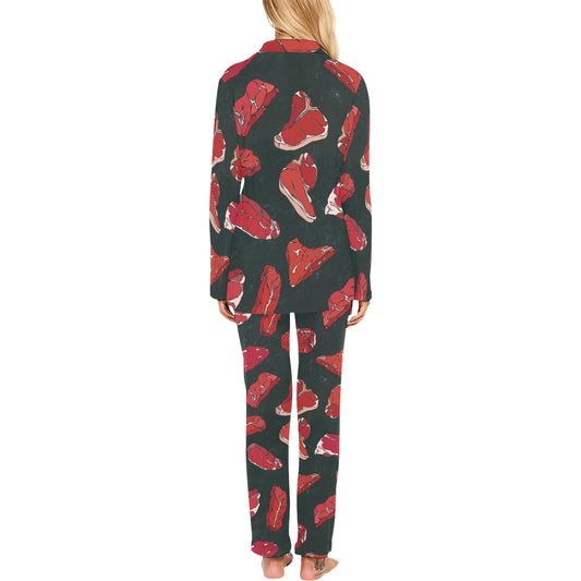Meat Pattern Print Design 01 Women's Long Pajama Set