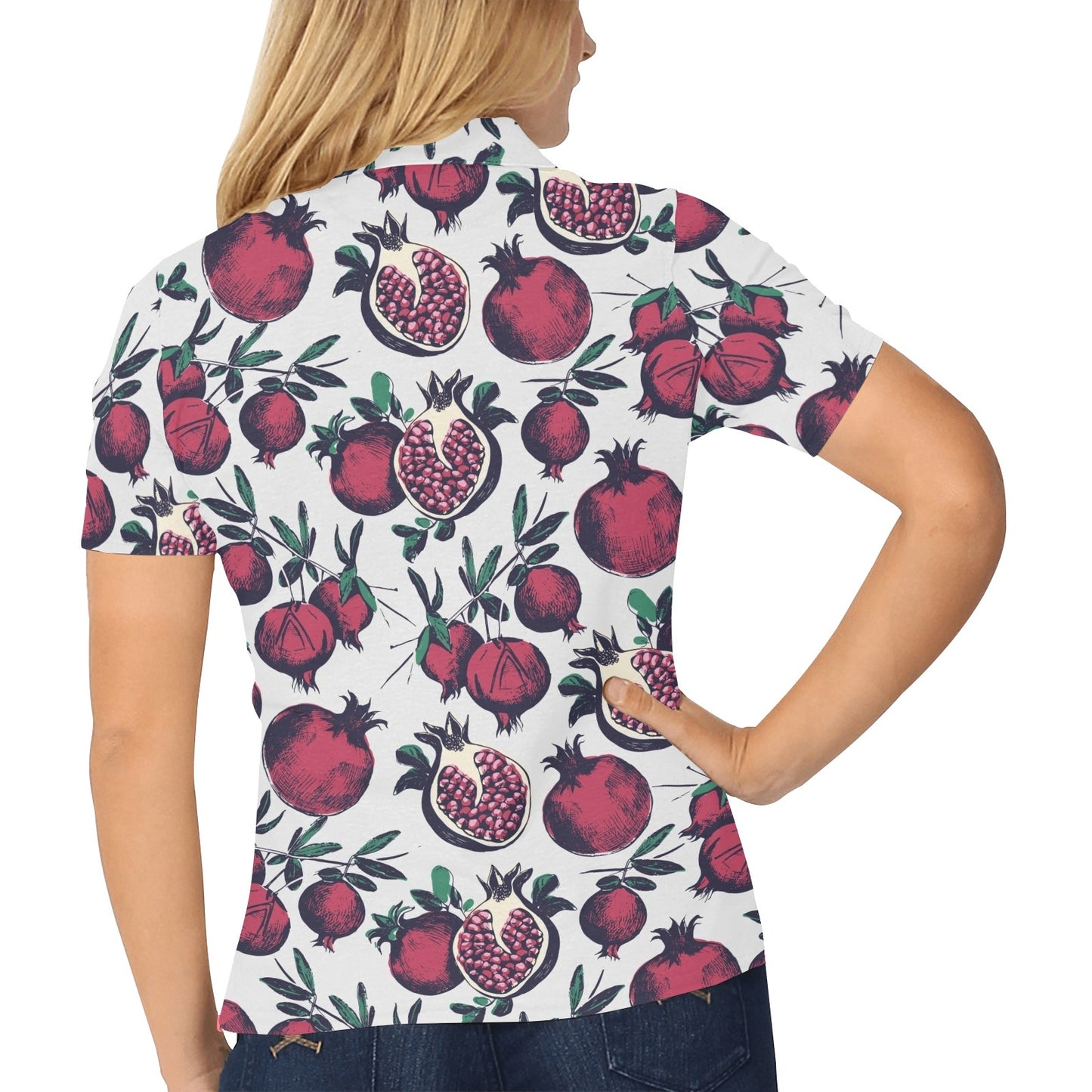 Pomegranate Pattern Print Design PG01 Women's Polo Shirt