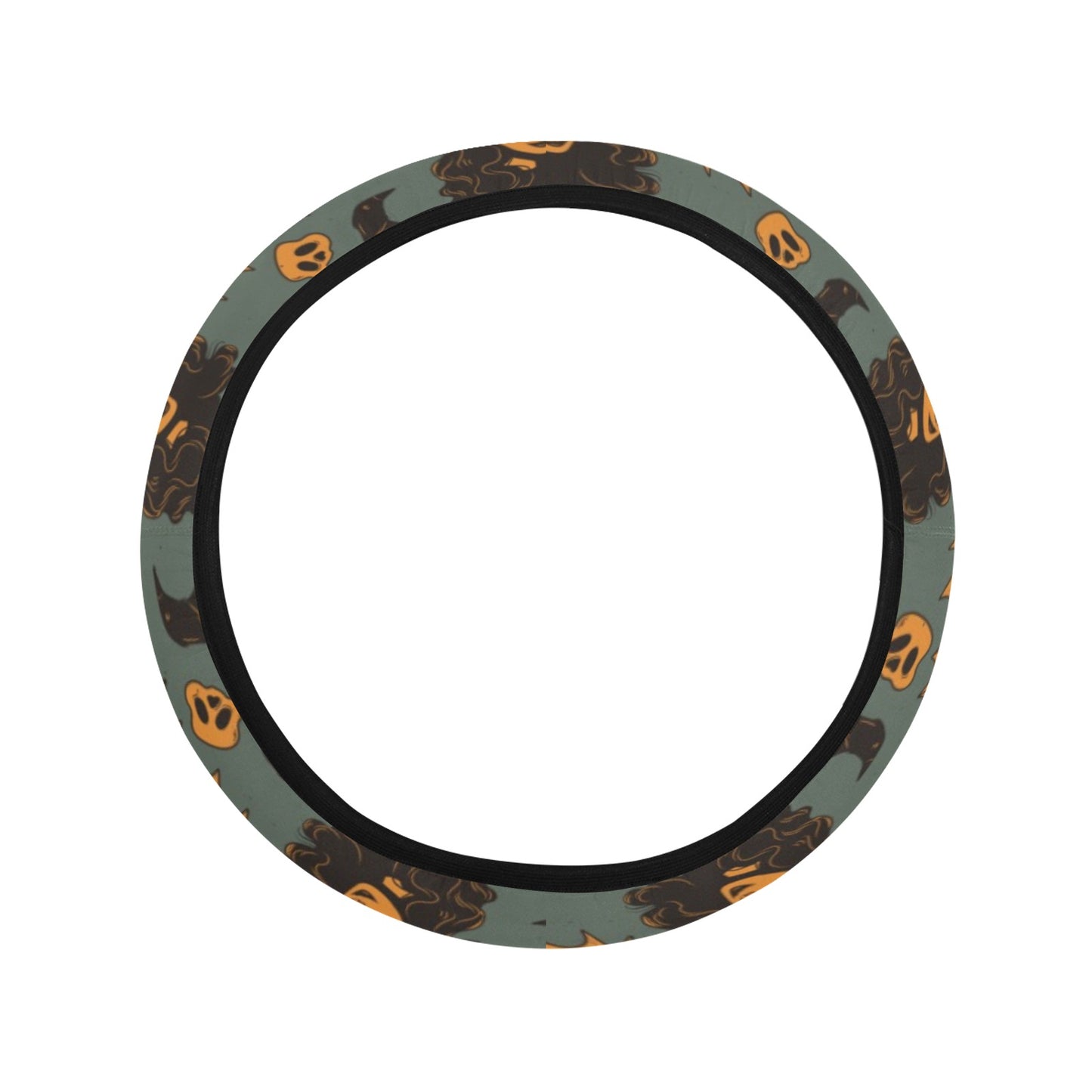 Witch Bat Halloween Print Design LKS305 Steering Wheel Cover with Elastic Edge