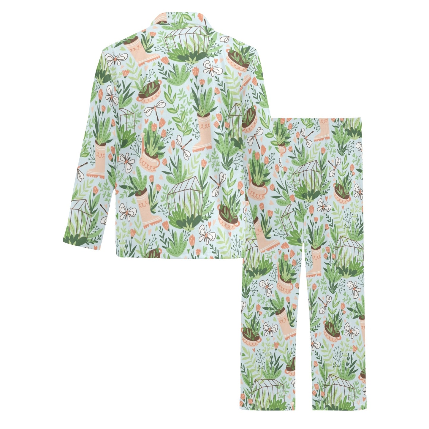 Gardening Pattern Print Design G04 Men's Long Pajama Set