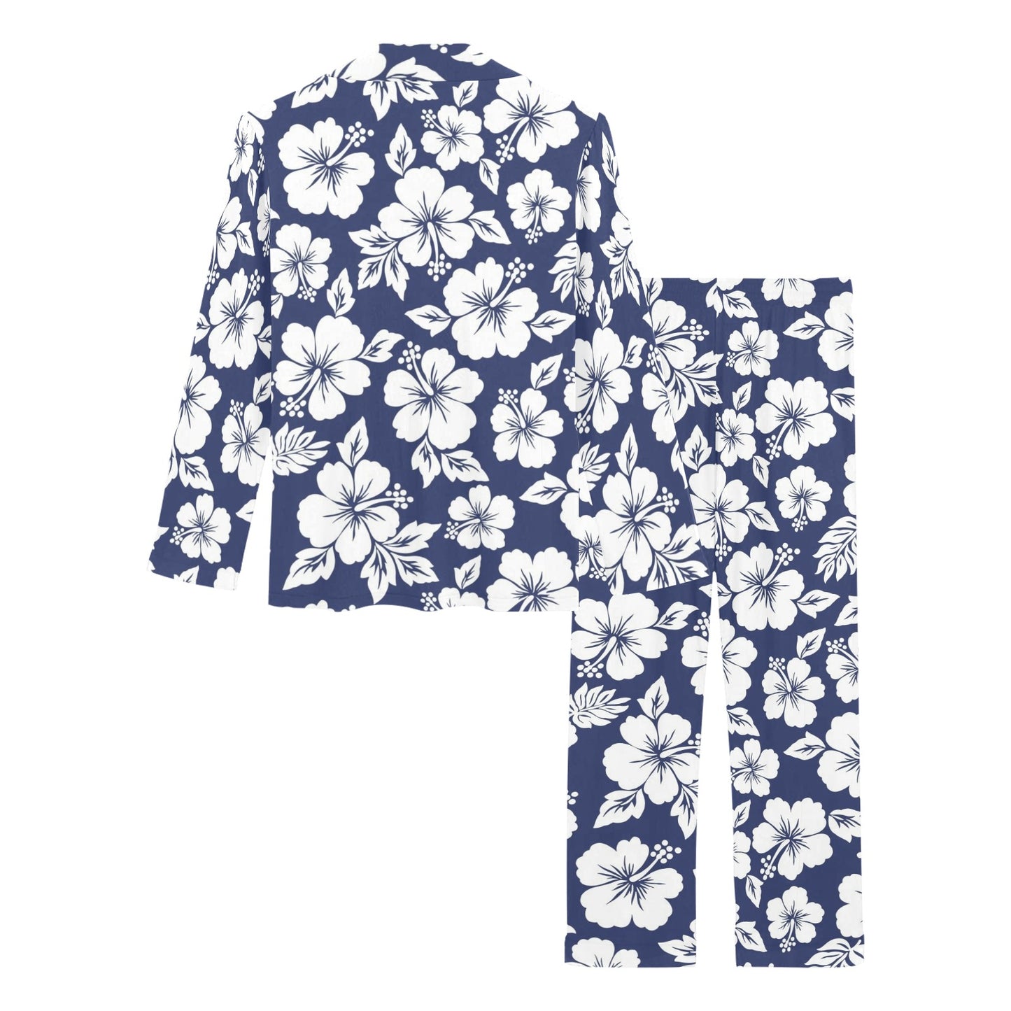 Hibiscus Pattern Print Design HB012 Women's Long Pajama Set